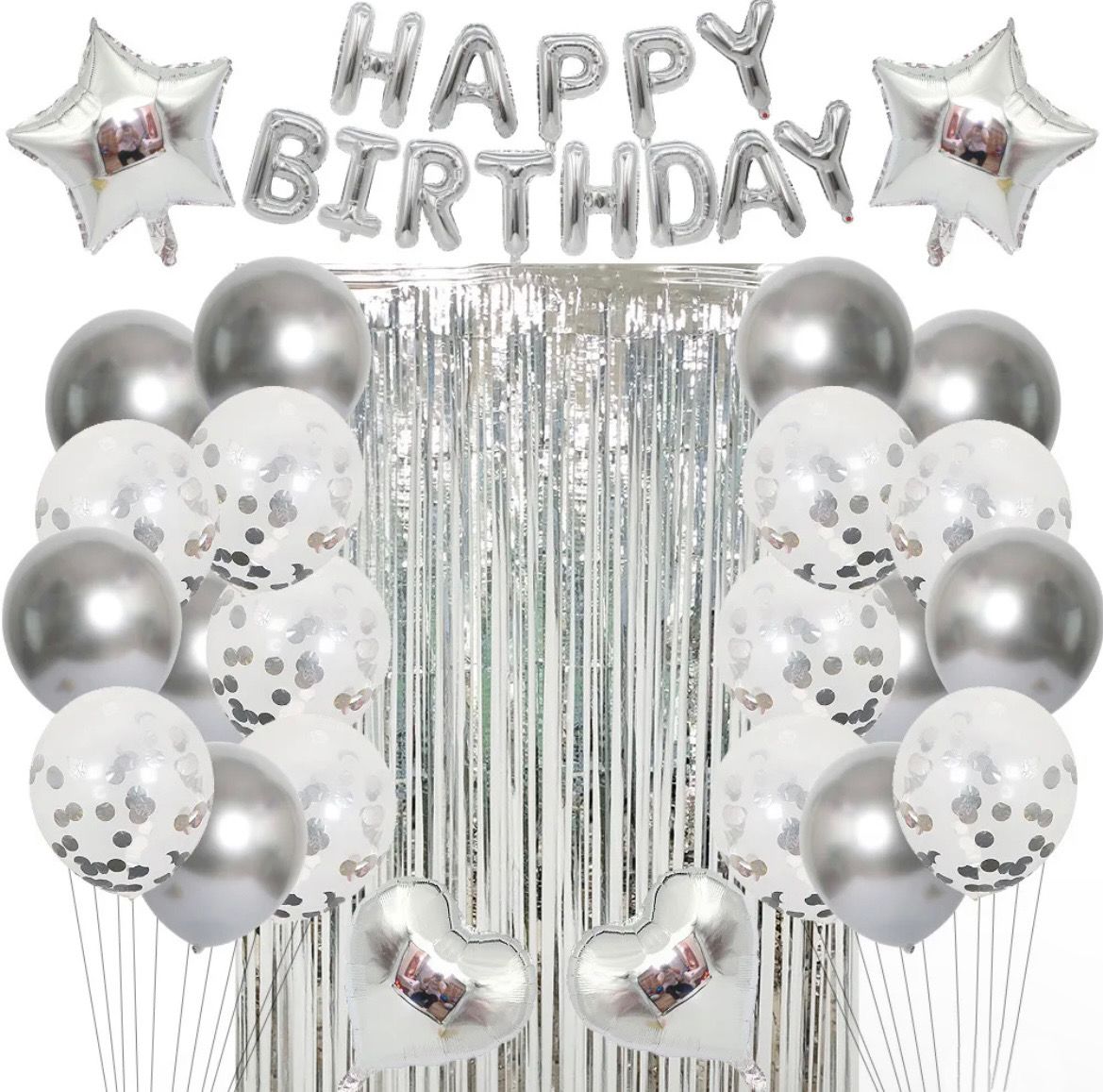 „Happy Birthday“ Ballonset - silber