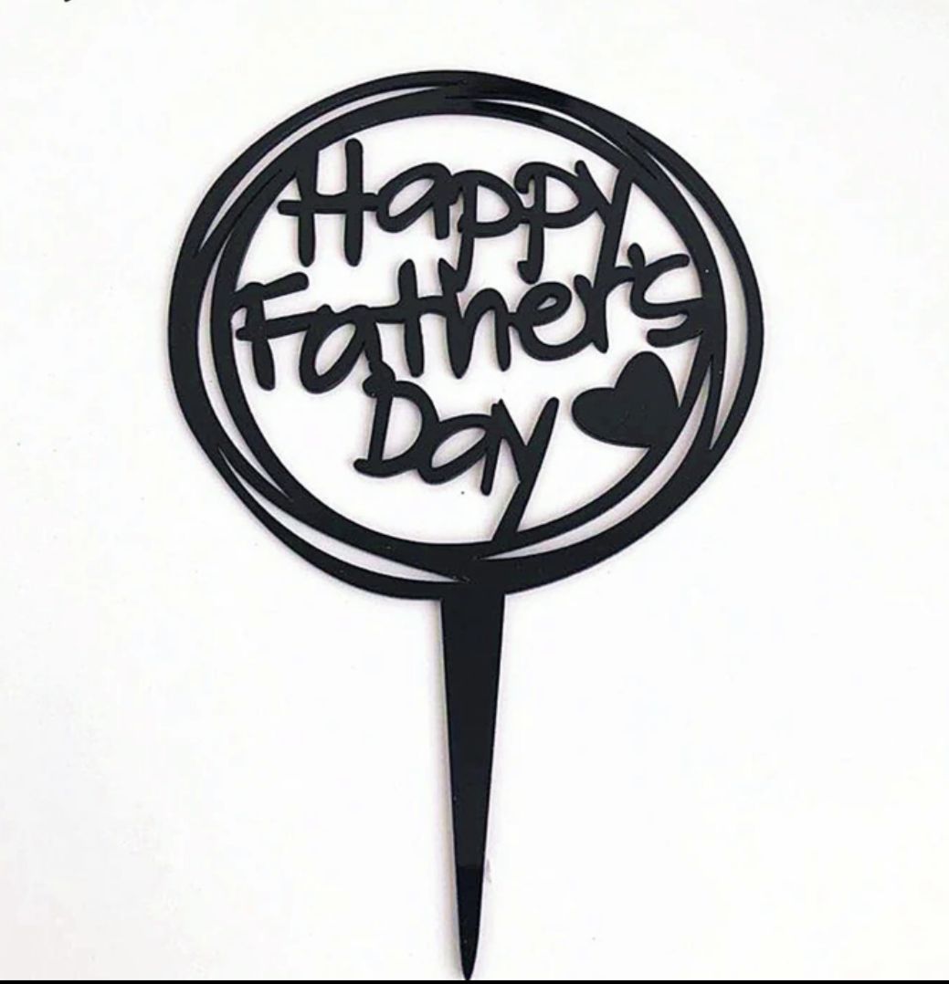 Cake Topper „Happy Fathers Day“ in schwarz