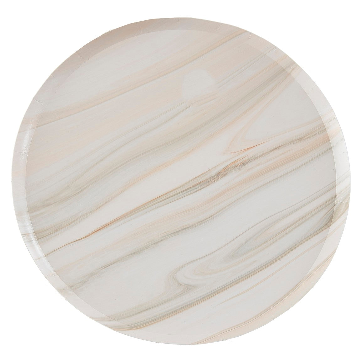 Paper plates with marble print in beige - pack of 8