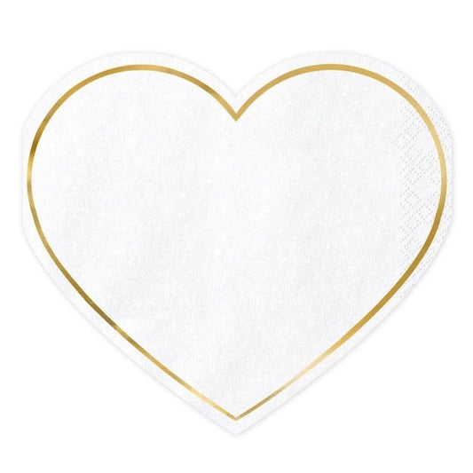 Heart-shaped napkins, gold foiled, 20 pieces