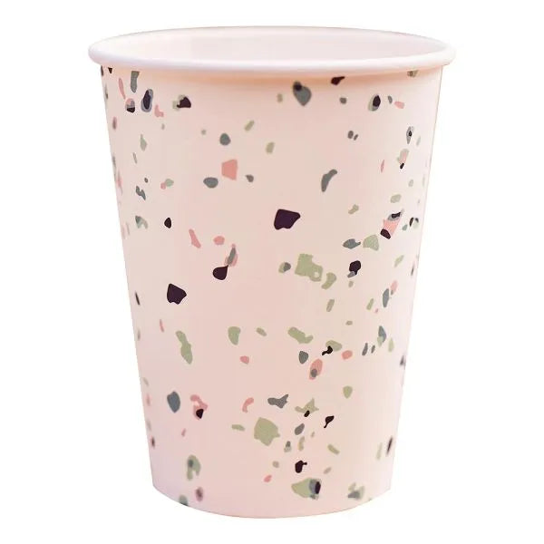 Pappbecher mit Terrazzo-Print - 8er Pack