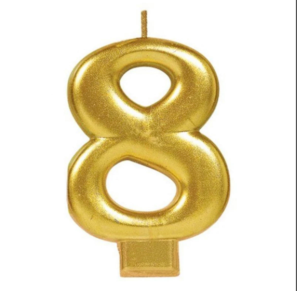 Number candle 8, shimmering gold