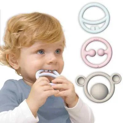 Silicone teething and gripping rings in a pack of 3