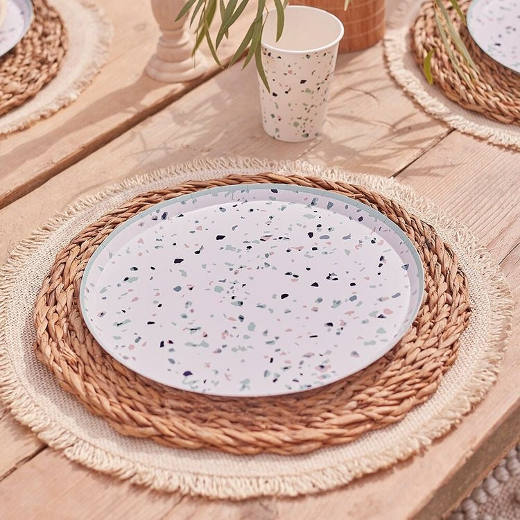 Terrazzo Print Paper Plates - 8 Pack