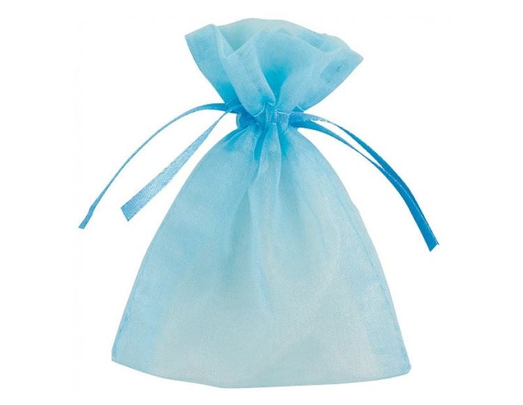 Gift bags, organza, blue - 10 pieces