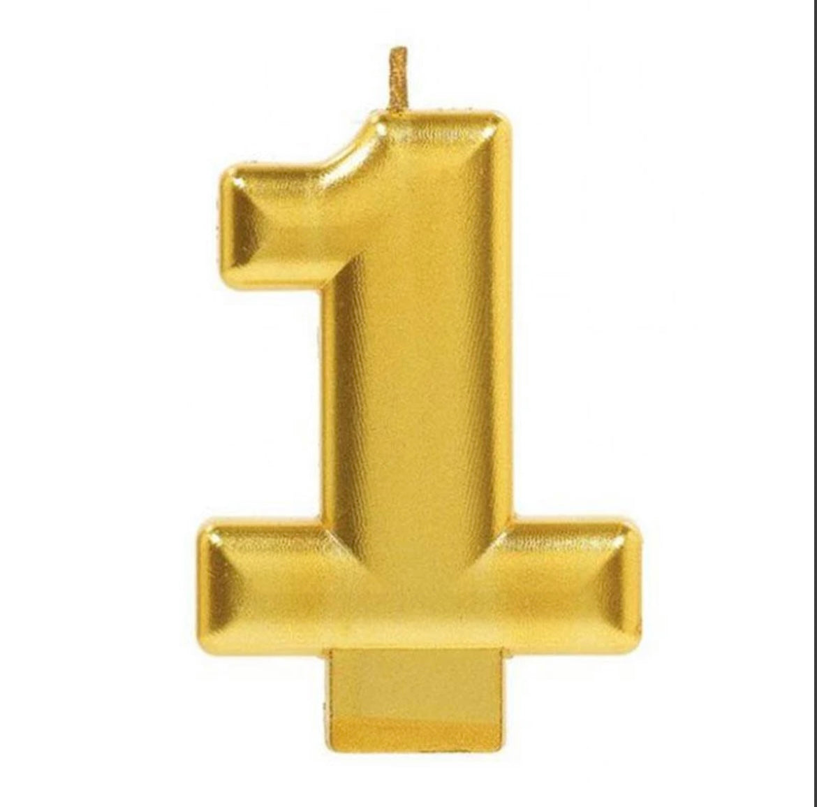 Number candle 1, shimmering gold