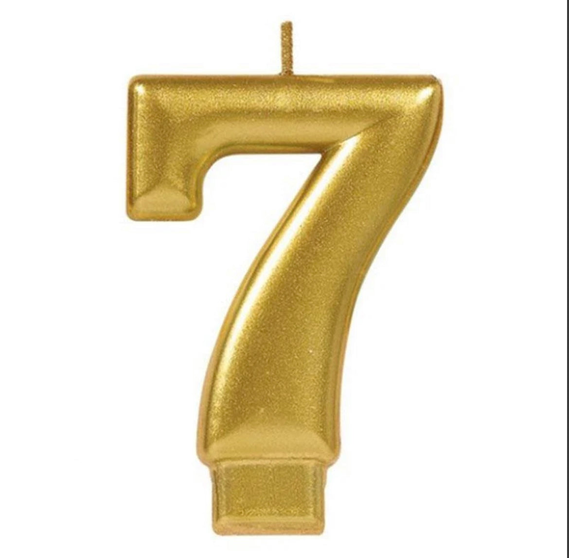 Number candle 7, shimmering gold