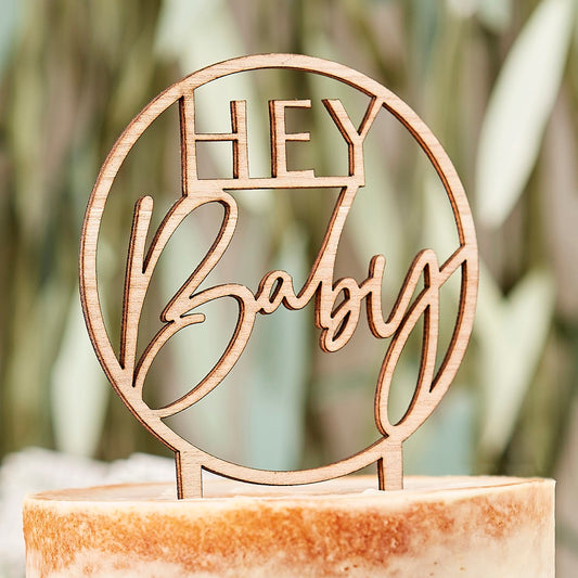 Hey baby cake topper wood