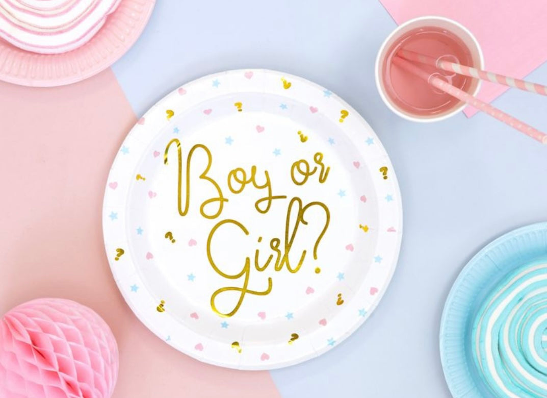 "Boy or Girl?" Party plates, 6 pieces