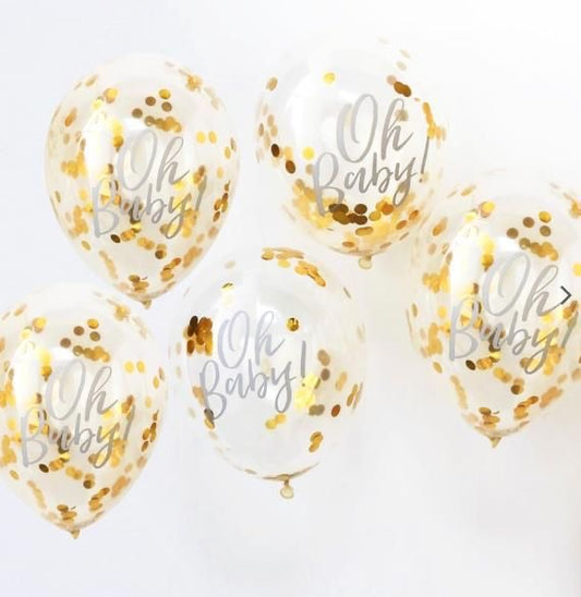 5 Konfetti-Ballons "Oh Baby!"